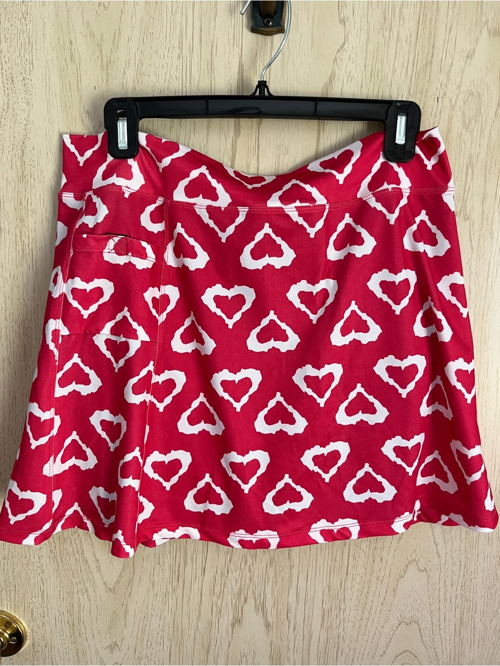 Running Skirts Pinkish Red & White Heart Skirt with undershirt & Tech Pockets XL